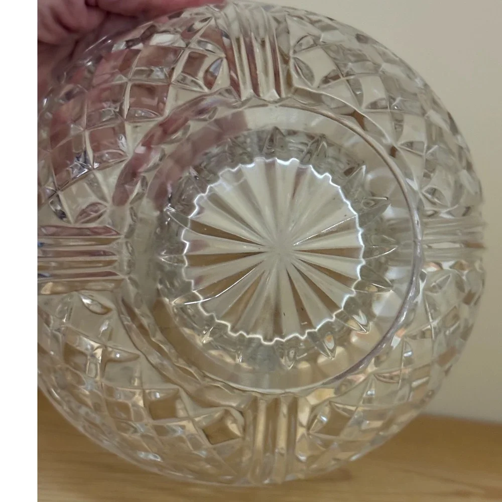 Vintage Crystal Glass Basket‎ Candy Dish Fruit Bowl with Handle for Home Decor